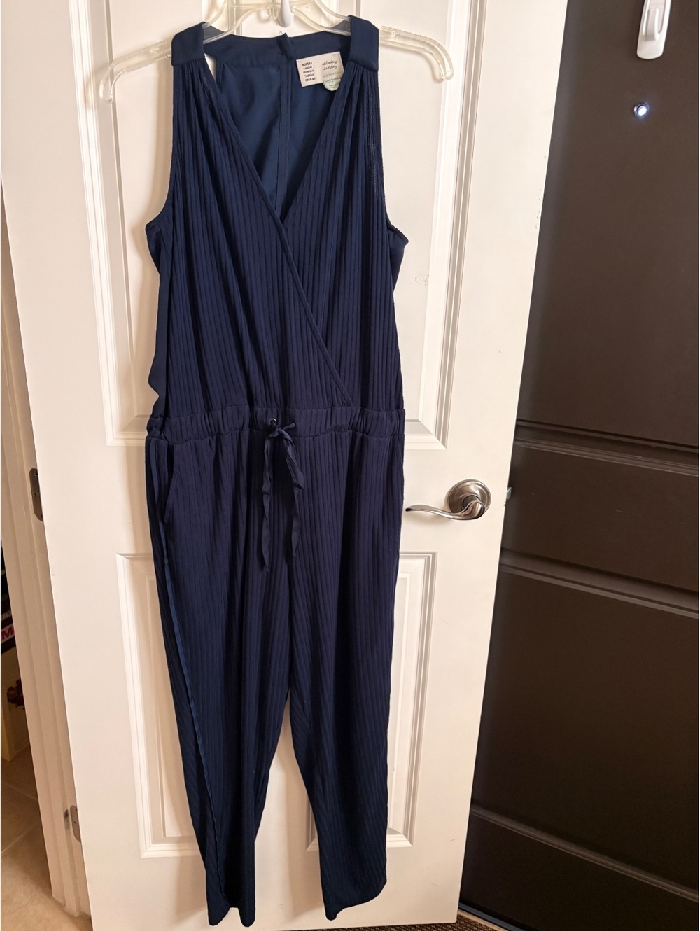 Saturday Sunday Anthropologie Navy Ribbed Drawstring Jumpsuit S
